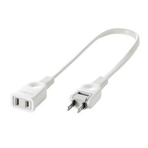 【新着特価】サンワサプライ 電源延長コード 0.3m 火災予防絶縁キャップ付きスイングプラグ TAP-EX21003