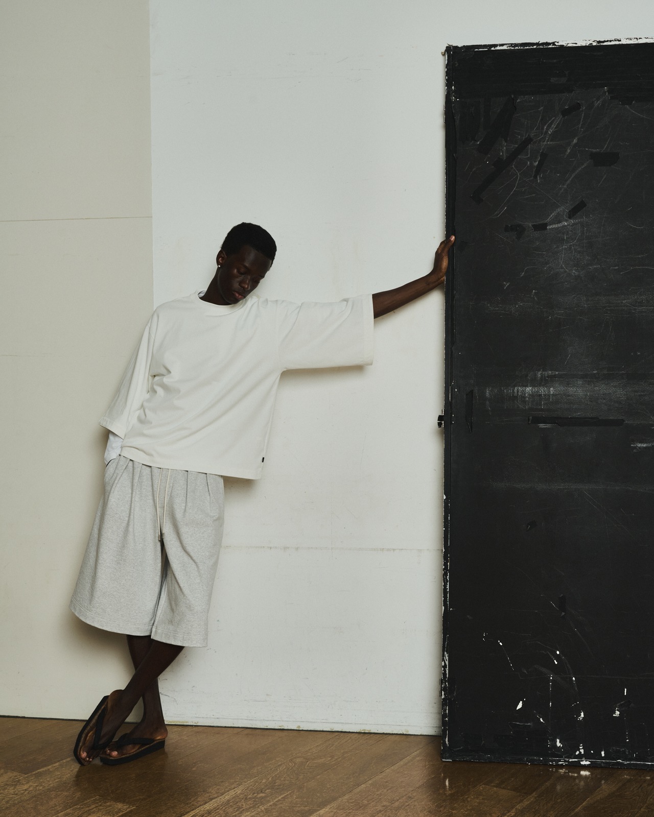 ROTOL "Double Tuck Hakama Sweat Shorts〔BLACK〕"