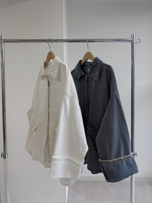 fringe flap cuff medium denim JKT