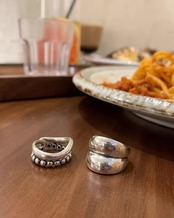 Wide & beaded silver Ring L0113