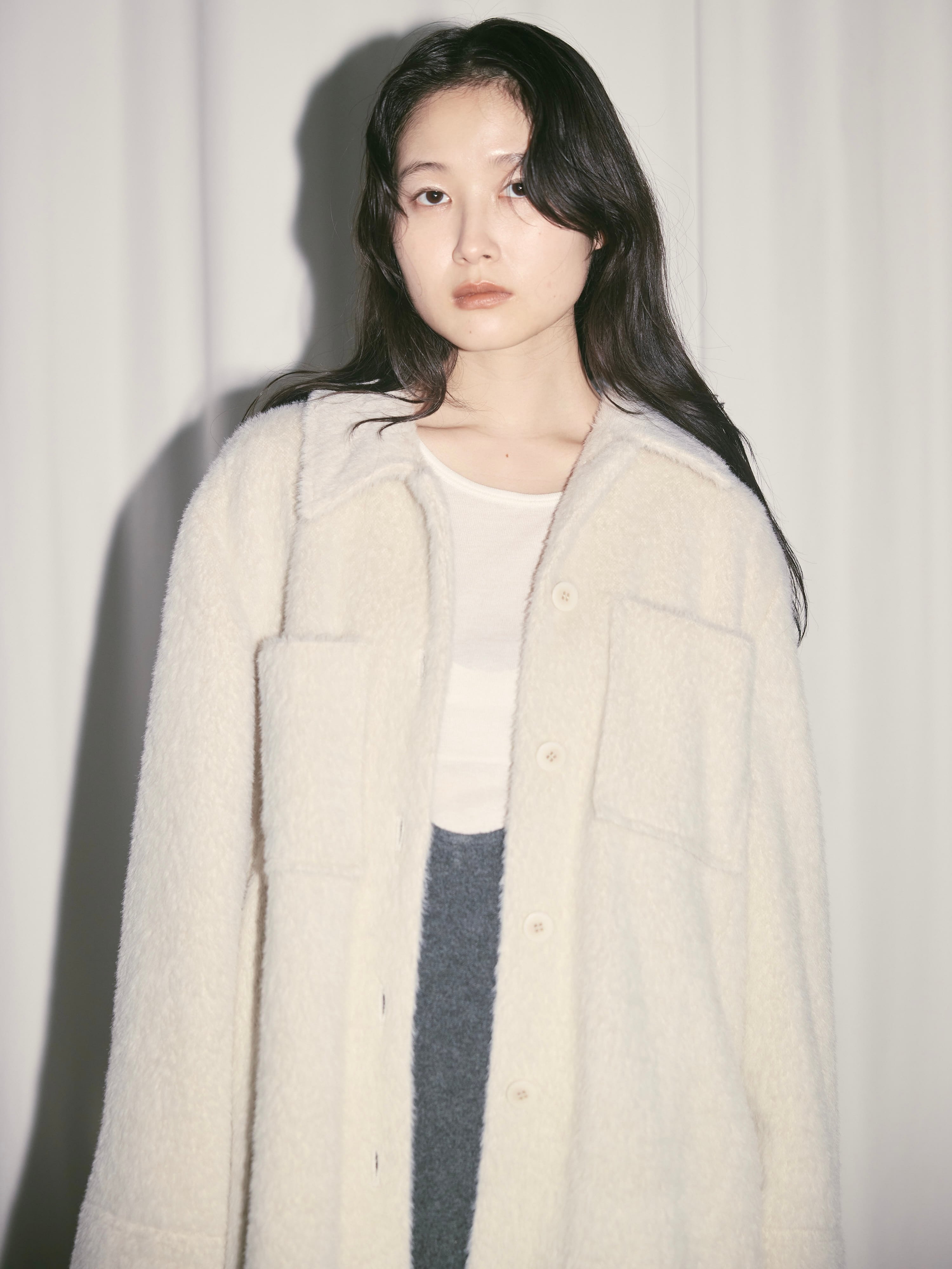 hairy shirt jacket ( ivory ) - made in Japan -