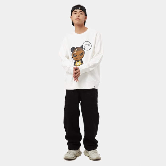 SALE 送料無料 【HIPANDA ハイパンダ】メンズ クルーネック スウェット トレーナー MEN'S KOBE PRINT CREW NECK SWEAT SHIRT / WHITE・BLACK・BEIGE