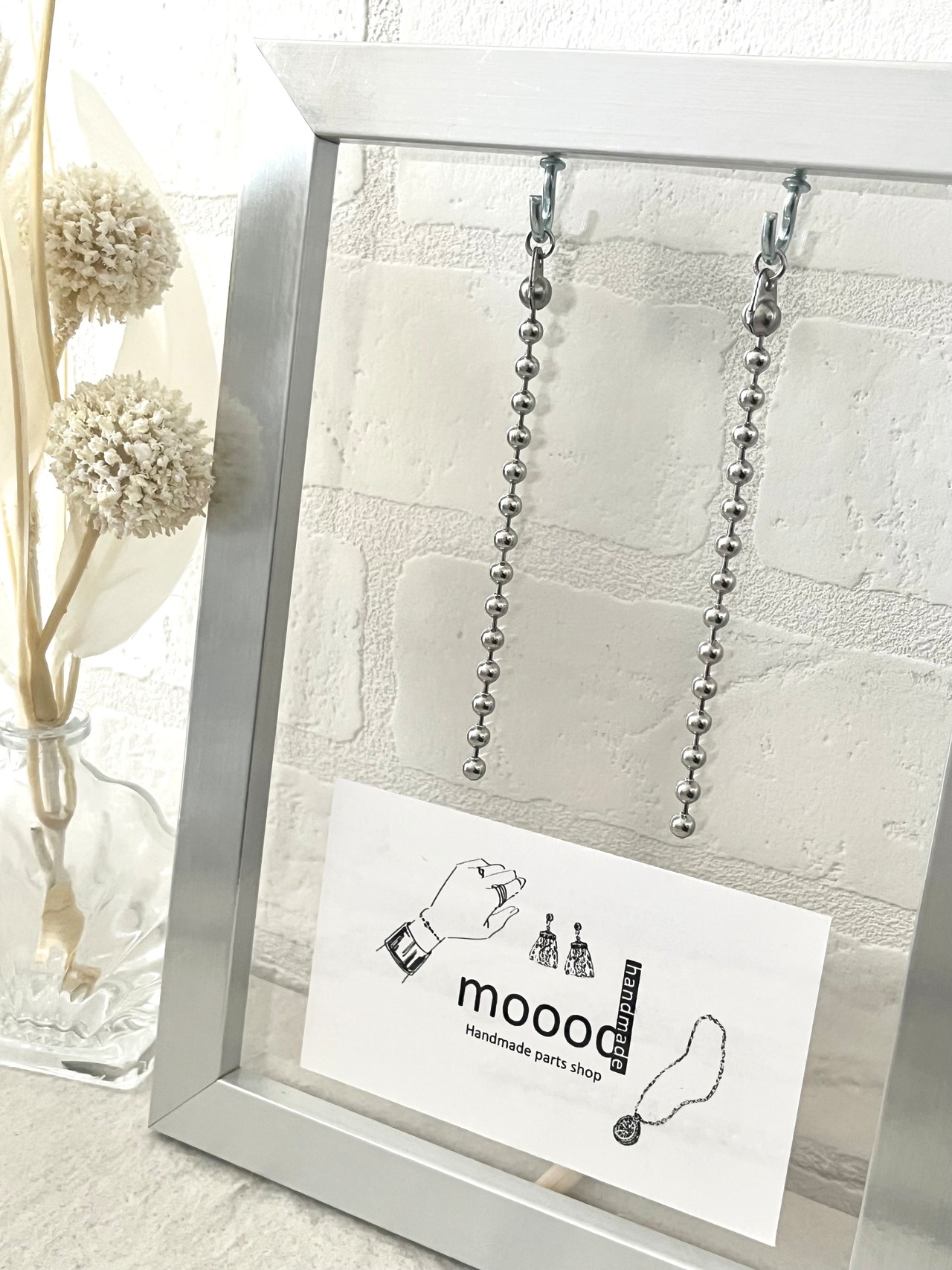 【2ペア】ステンレス製 4mm幅ボールチェーンチャーム/チェーンパーツ/タッセル