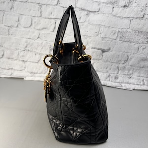 DIOR ディオール レディディオール ミディアム カナージュ  ハンドバッグ 黒 A-14122