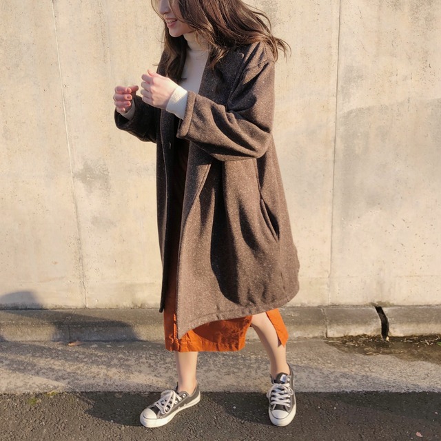 オーバーサイズ テーラードボックスコート｜ブラウン｜画像4