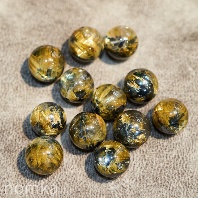 太陽ルチル／スタールチルクォーツ【11.5〜12mm/AAA/ブラジル産】ビーズ／一粒売り