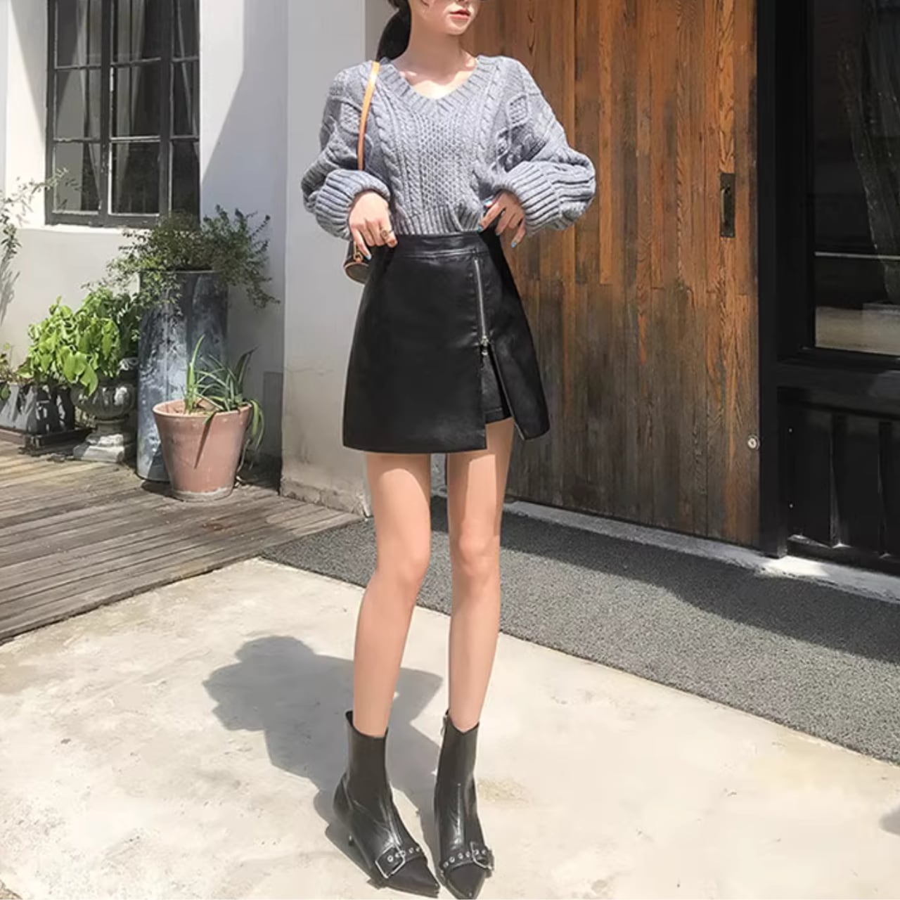 ラップデザイン エコレザースカート B92