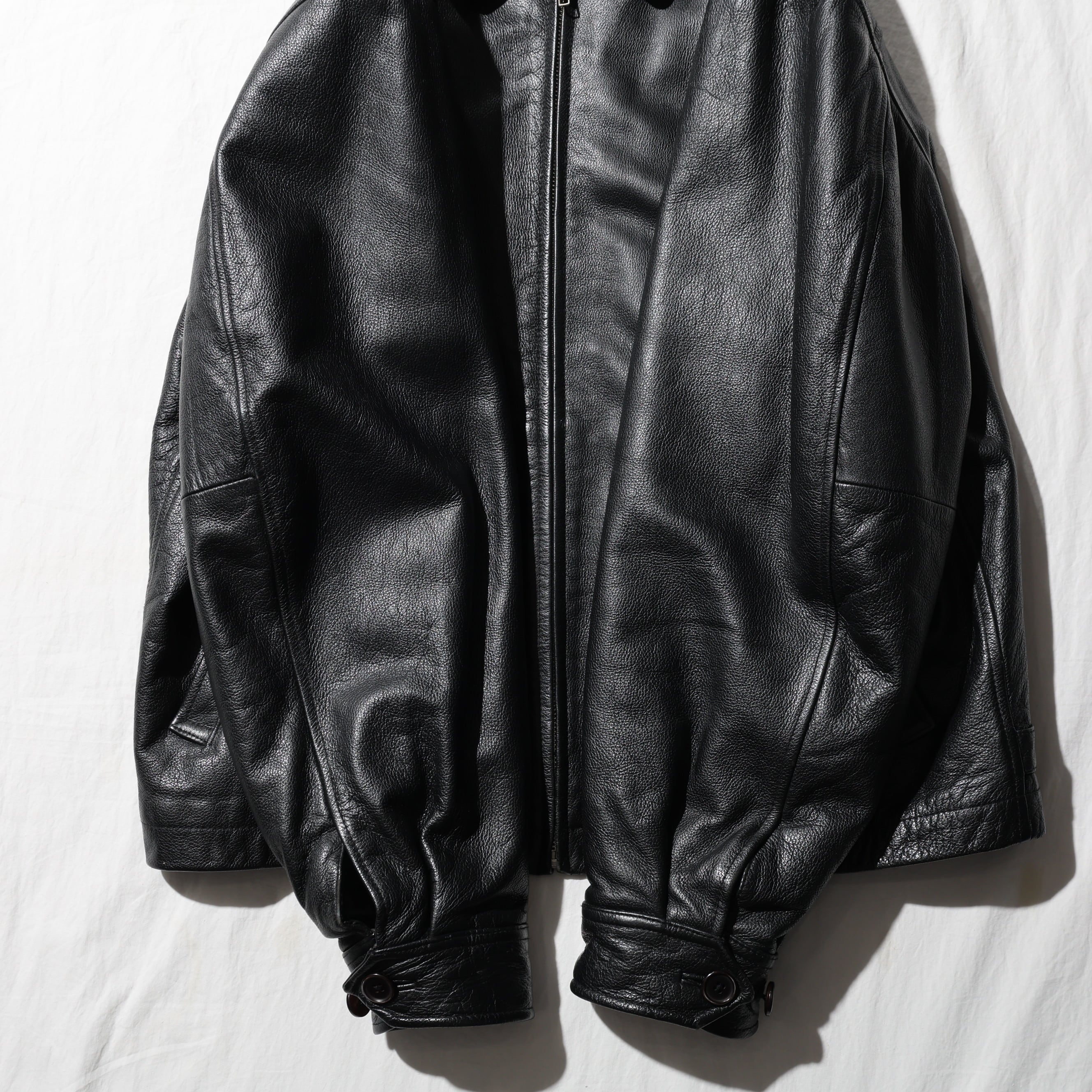 【美品】OLD GAP　レザージャケット 牛革 シボ革 大きいサイズ L 黒 OLD GAP】 美品 オールドギャップ レザージャケット Lサイズ XL 』OLD