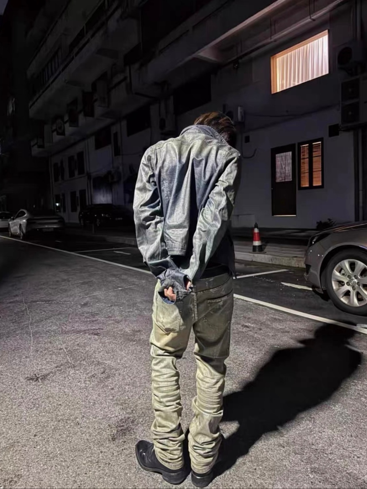 【CinderVein】Metallic Transfer Straight Denim Pants