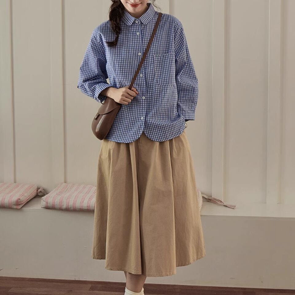 ギンガムチェック柄ブラウス ・5613 | Lehtia - レフティア｜淡色