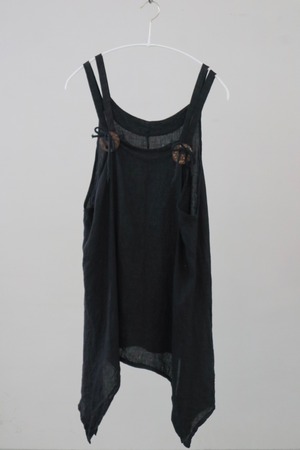 Euro coconut buckle linen camisole tops