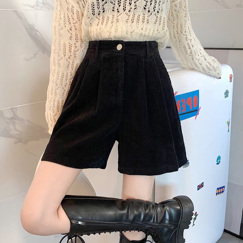 コーデュロイ ショートパンツ レディース 春秋冬 韓国 おしゃれ 大人 かわいい カジュアル ゆったり ハイウエスト Aライン 美脚 大人可愛い 大人女子