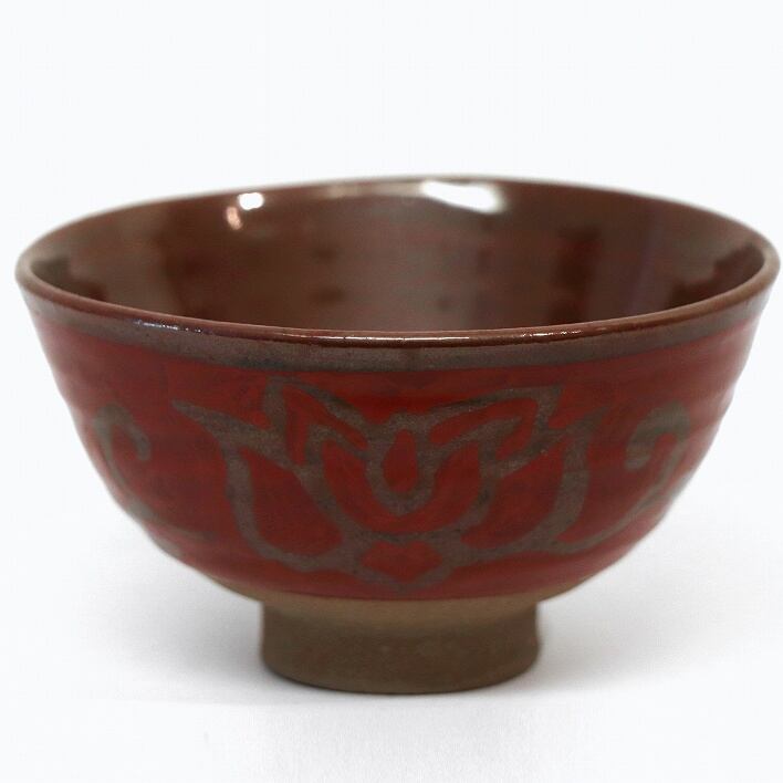 河合卯之助作　向日窯茶盌　茶道具 向日窯・河合卯之助・能装飴・赤茶碗・No.190518-068・梱包サイズ60