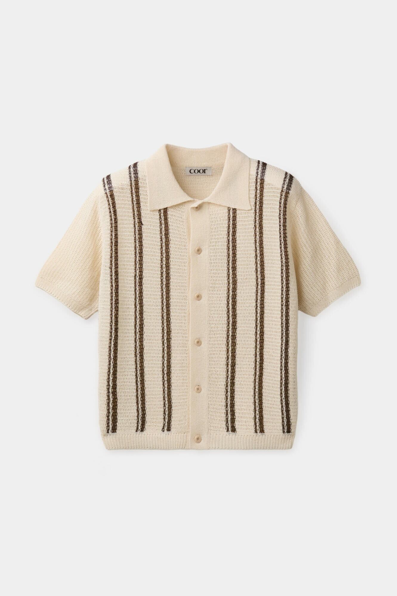 【COOR】DOUBLE PIN STRIPED HARF CARDIGAN S COOR] Double Pinstripe Half Cardigan (Ivory) 正規品 韓国ブランド
