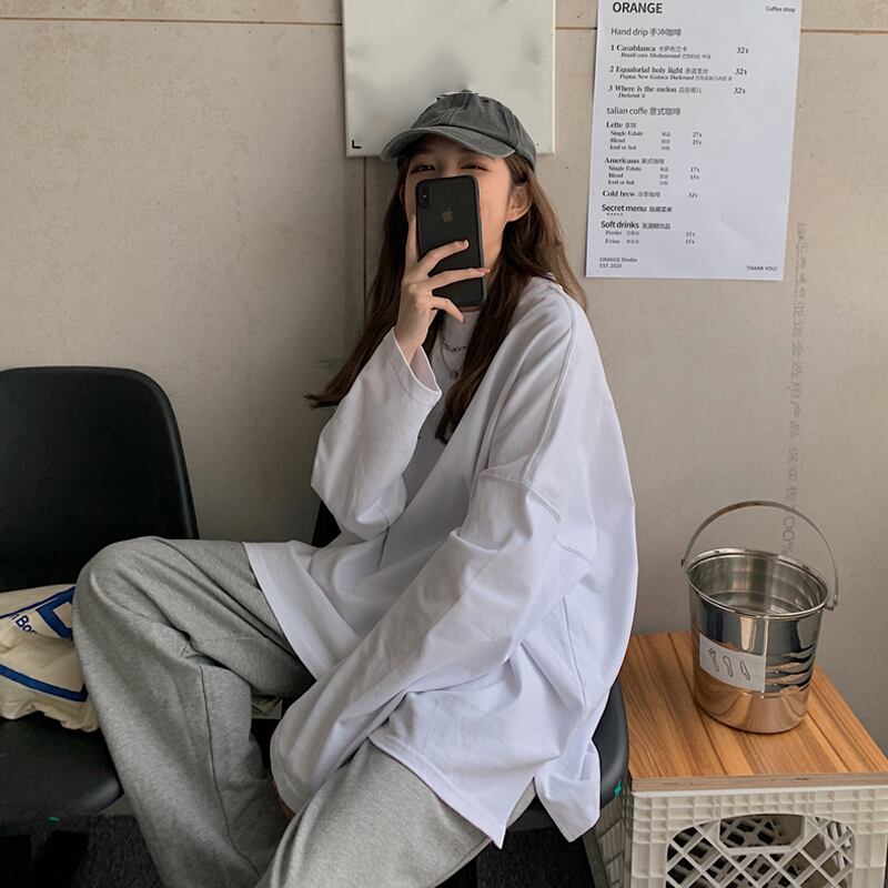 スプリングルーズ薄手Tシャツ シャツ カジュアルトップス 長袖スリーブ ロング 春物 試着室91570736840