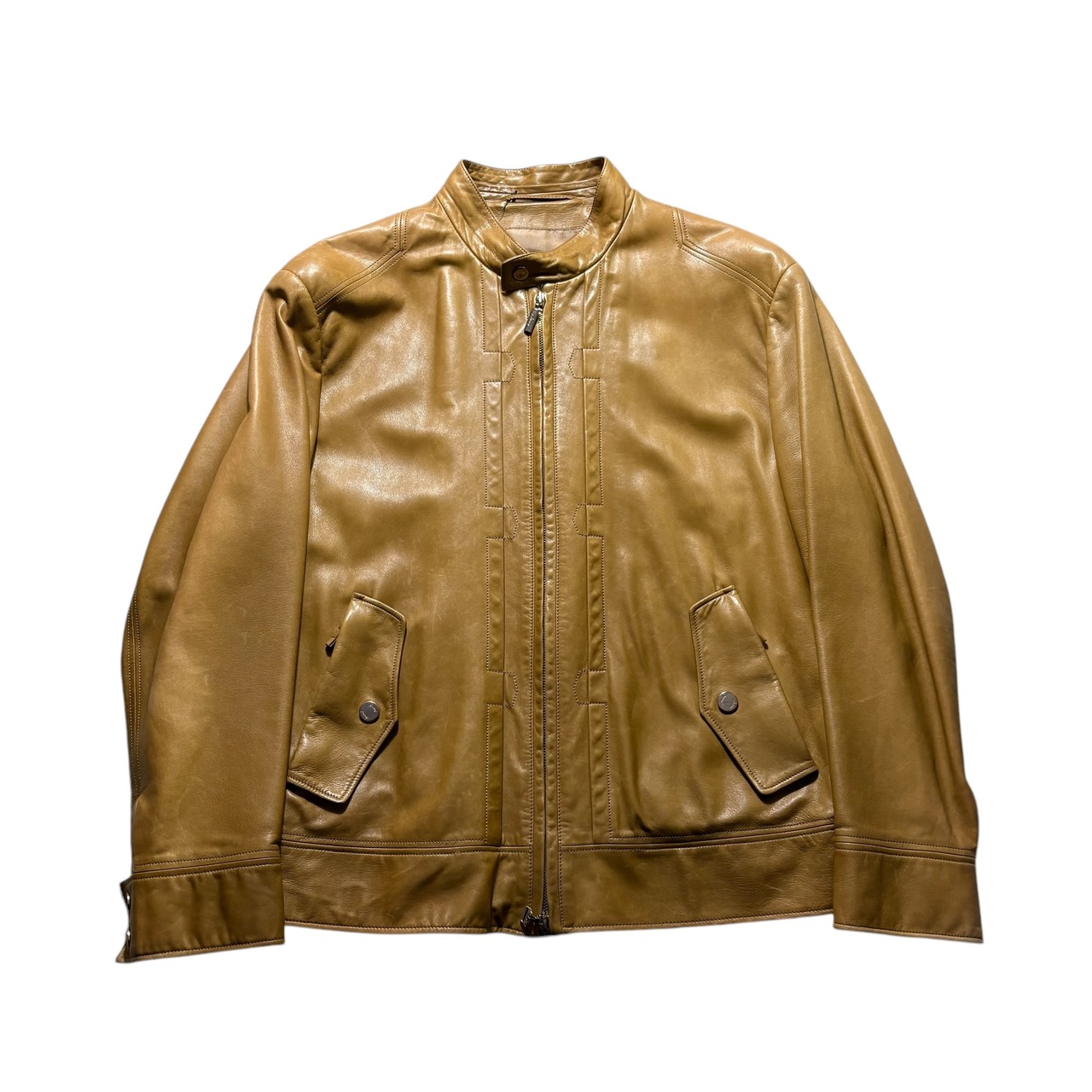 BRIONI ocher color leather drizzler jacket