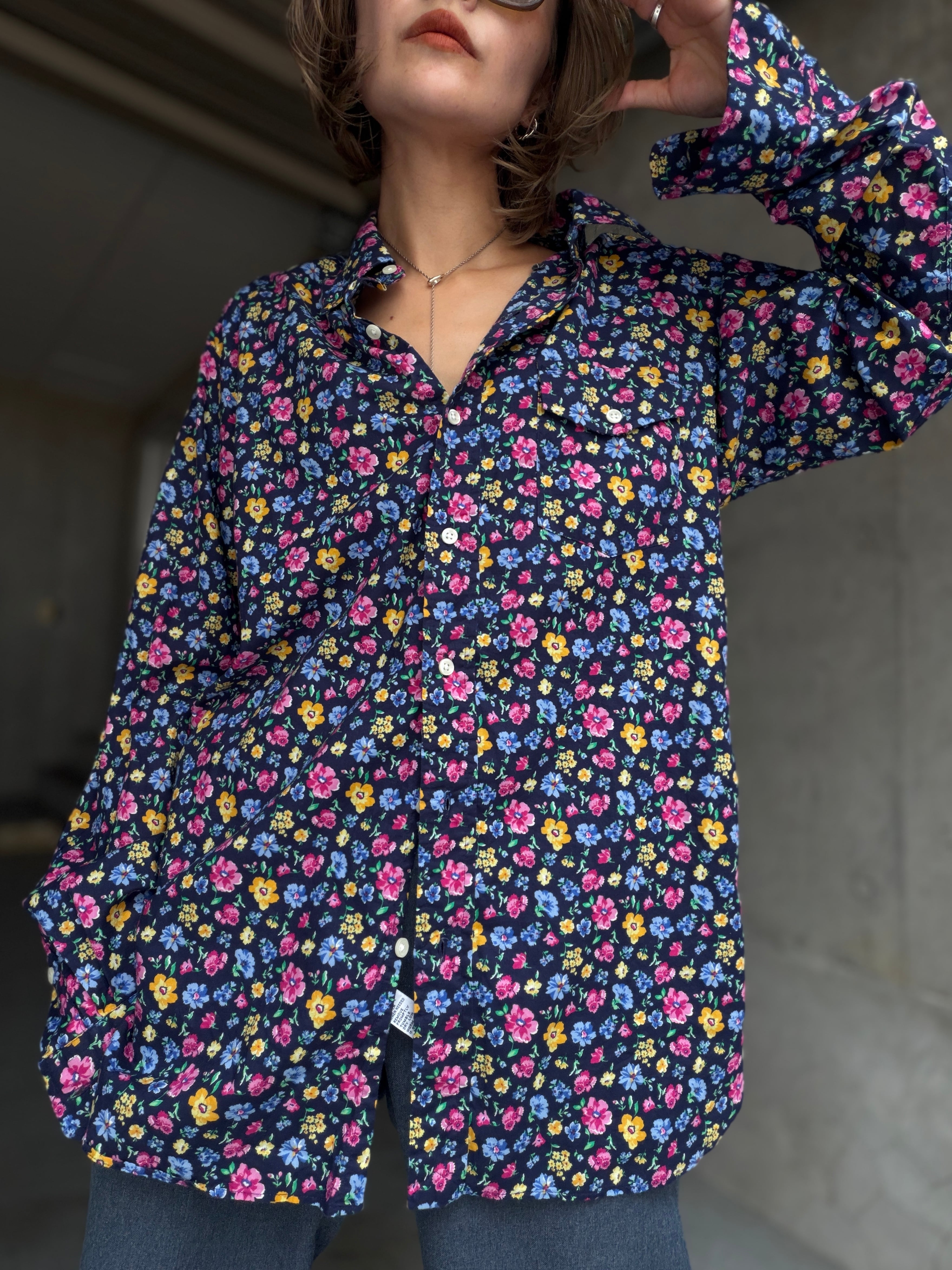 (SH1437)Ralph Lauren flower pattern BD shirt