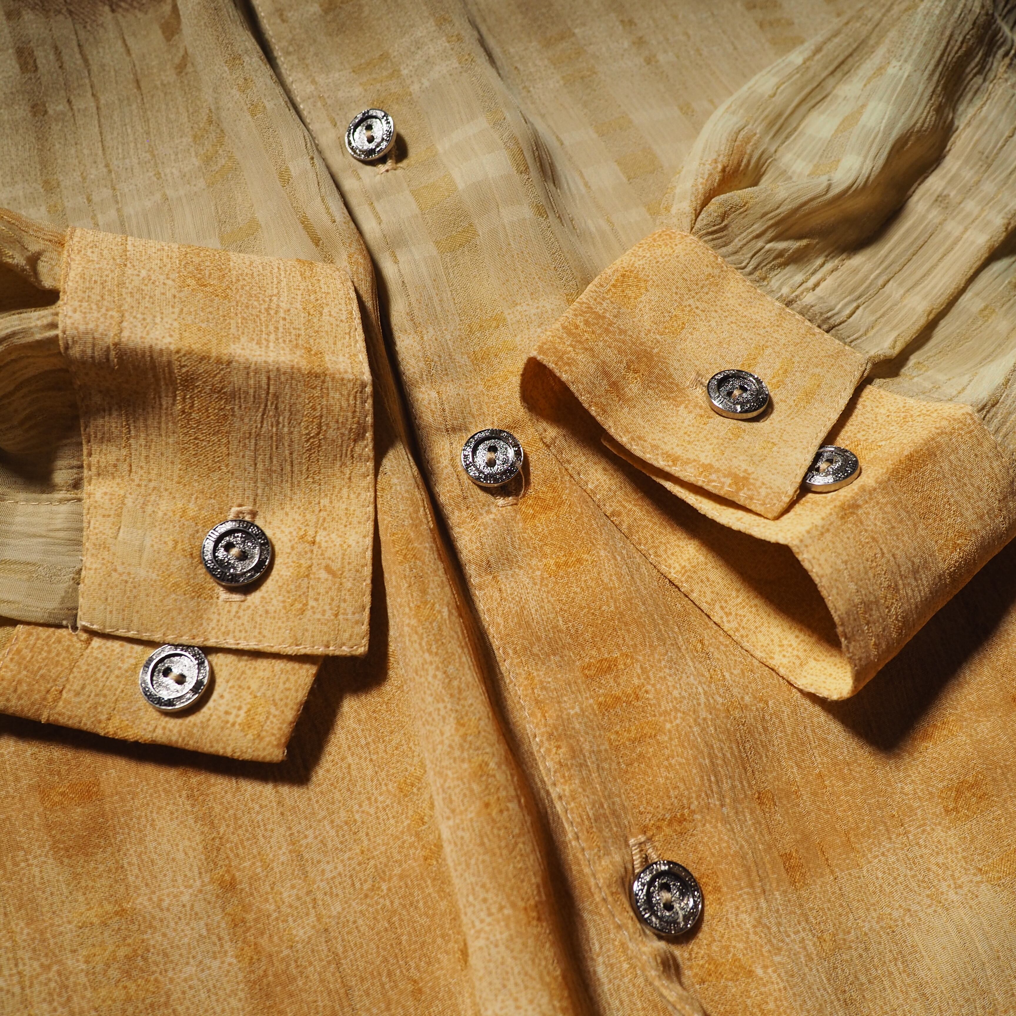 1990s ” Bassiri ” Over Dyed Design vintage Drape loose sheer shirt (made in Usa)