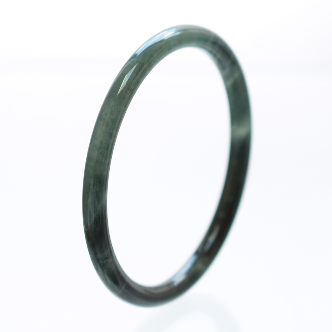 【内径 約60.1mm】princess/black 翡翠バングル A貨翡翠 jd_bg1326