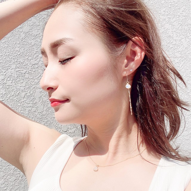 14kgf レインボームーンストーンネックレス