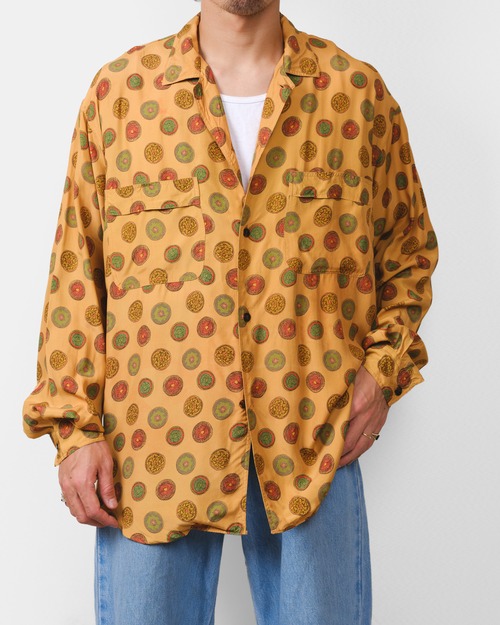 [1990s] "allegri" Rayon Open Collar Shirt (Made in Italy)