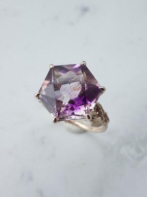 Bi-colour Amethyst Hexagon Ring