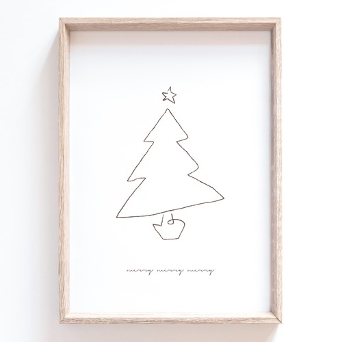 クリスマスポスター モミの木 線画 クリスマス