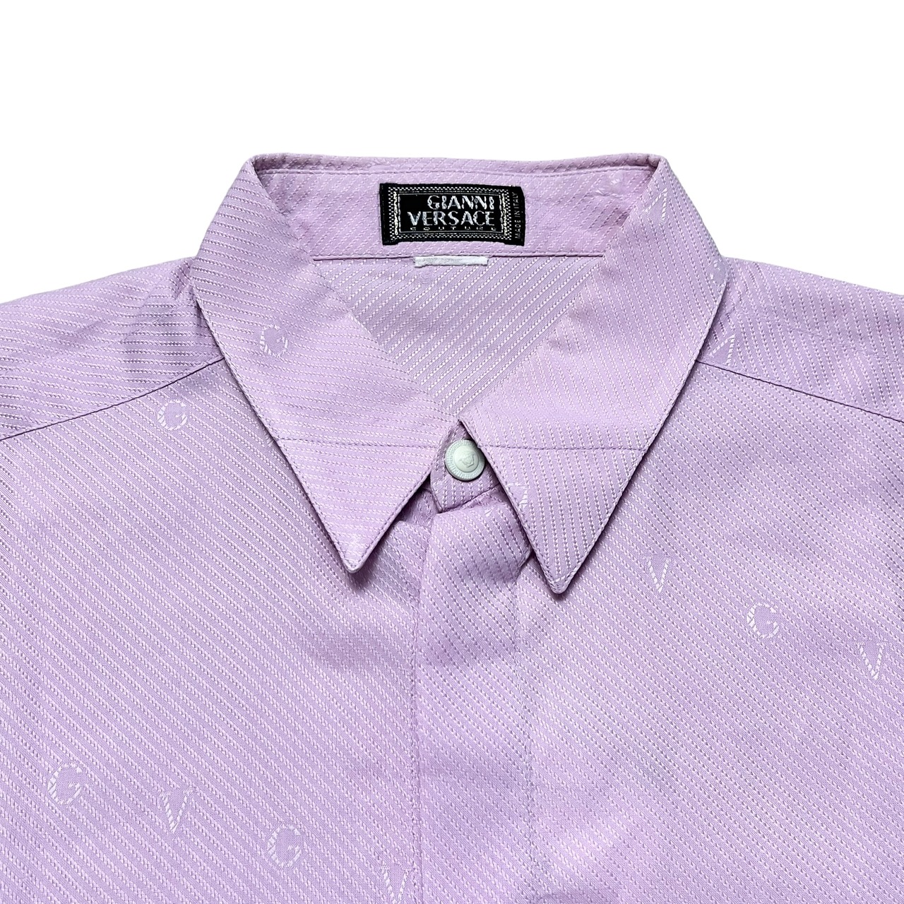 vintage GIANNI VERSACE lavender color woven "GV" cotton shirt
