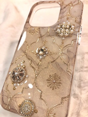 【iPhoneケース】アンティークボタンモロッカン