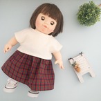 【２点セット】トレーナースカートセット服（白赤チェック）ぽぽちゃん