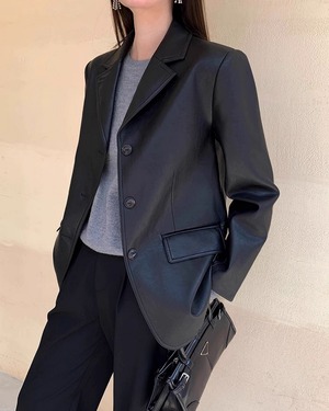 クラシックエッジレザーライクジャケット A0583