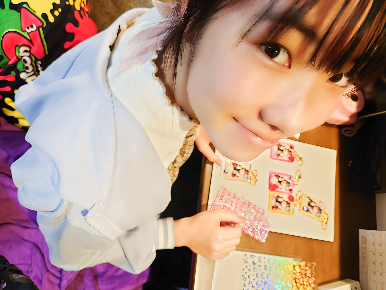 愛田愛花ちゃんお手紙付きチェキとオリジナル手作りキーホルダーセット