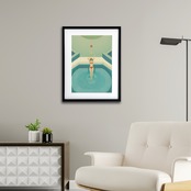 Summer Dive｜爽やかなブルーが広がるモダンアートポスター｜夏の開放感とリゾートムードを纏う洗練インテリアA3ポスター