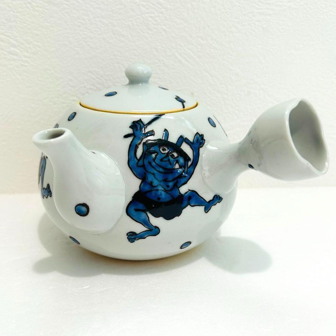 【 九谷焼 幸窯 上絵染付 捻り祥瑞 鬼文 輪花 中鉢 新品 】 九谷焼 幸窯 鬼絵 「 鬼のお茶会 」 急須 】 | 和食器 えとふく
