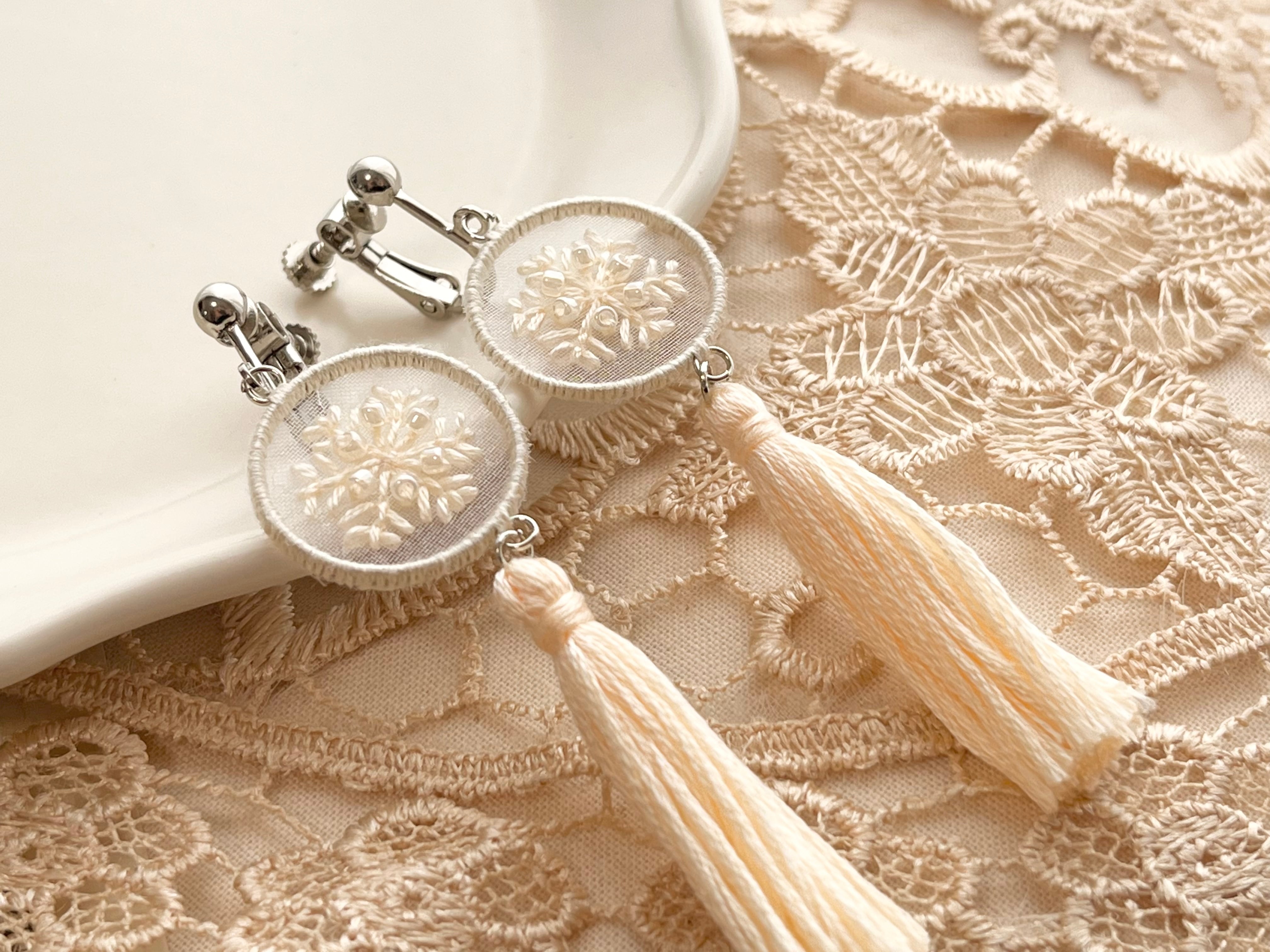 フランスアンティーク モチーフドイリー 雪の結晶 かぎ針編み 雪の結晶