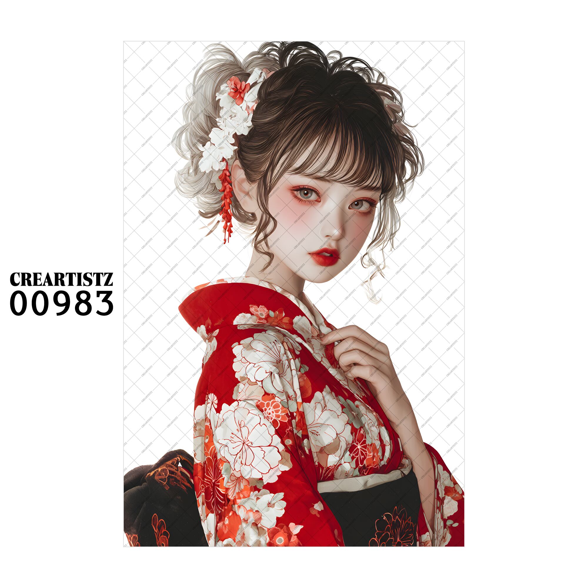 00983 ガール キュート オリジナル ペーパー/ステッカー 4枚セット CREARTISTZ