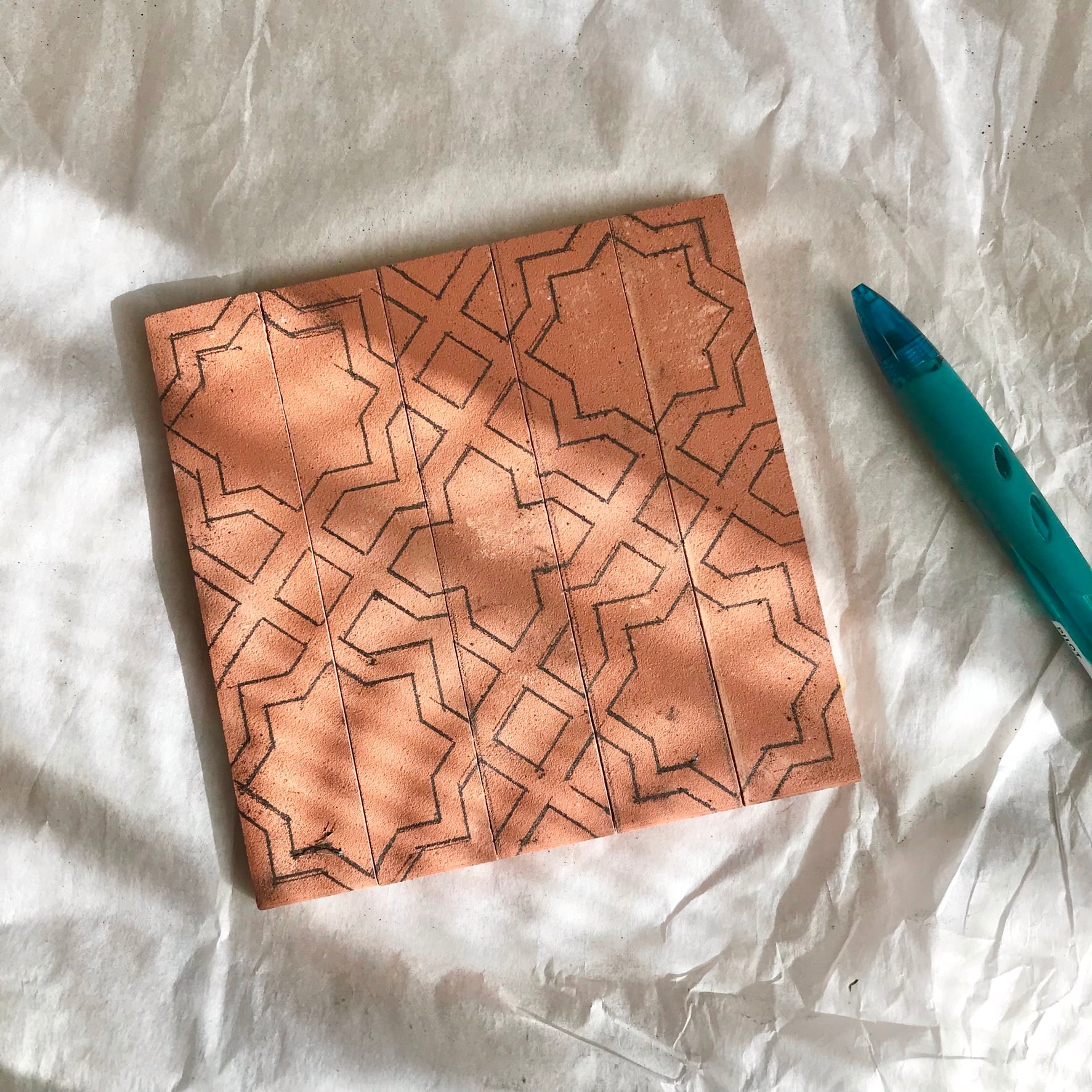 受注生産品】スペインタイルのカトラリーレスト5個セット 木製フレーム