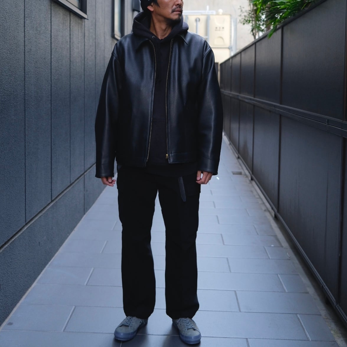 COMOLI(コモリ) / カーフスキンジップショートジャケット-BLACK COMOLI(コモリ) / カーフスキンジップショートジャケット-BLACK