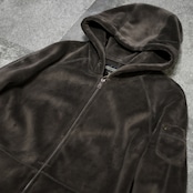 arm pocket design fur zip up hoodie
