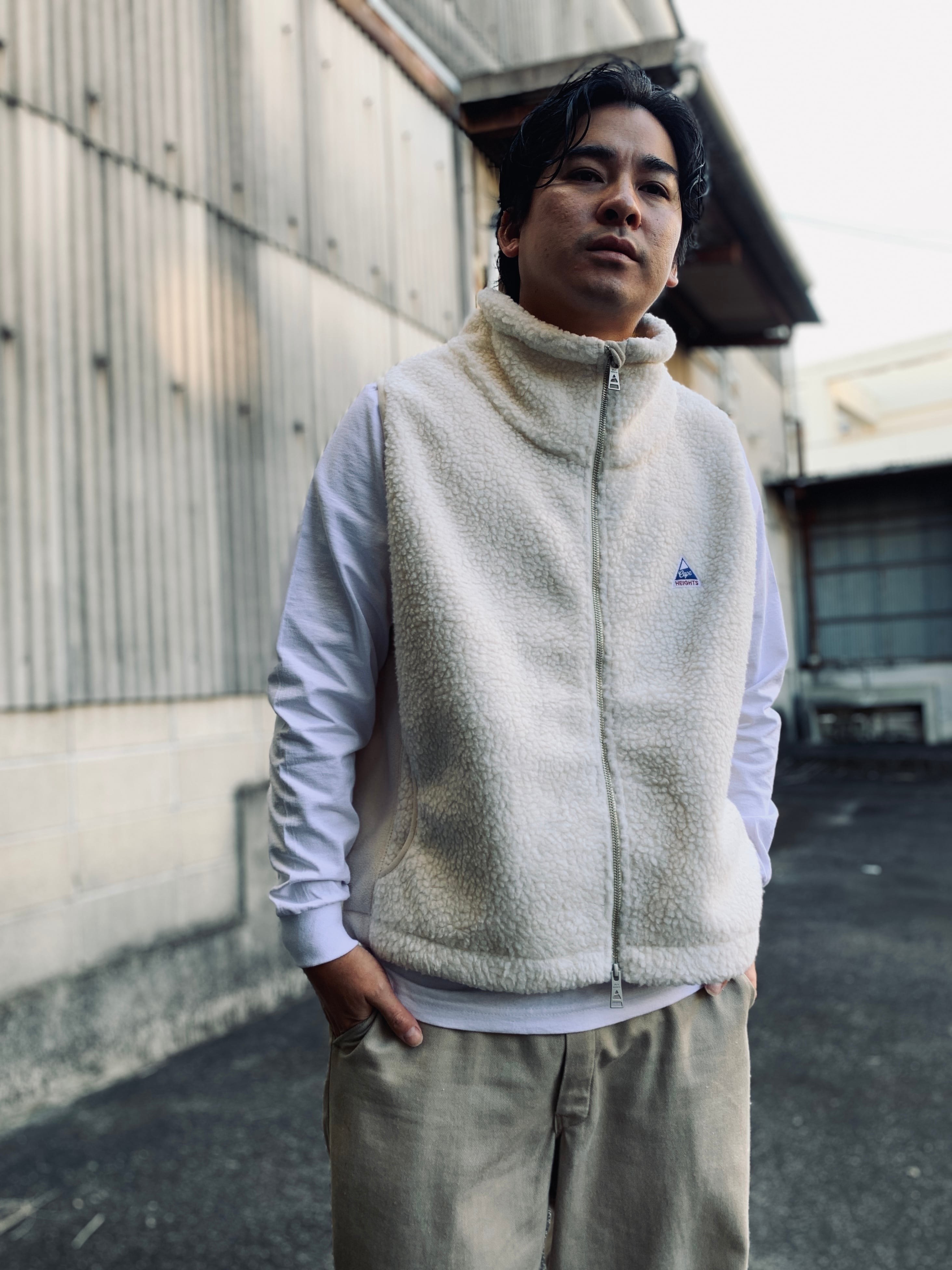 ケープハイツ CAPE HEIGHTS ベスト Cape HEIGHTS boa fleece vest white ケープハイツ ボアフリースベスト