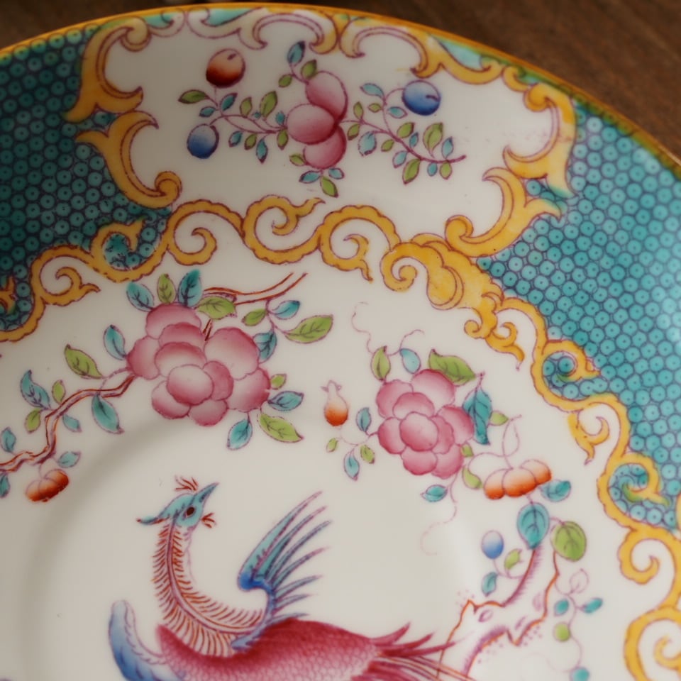 希少】英国ミントン コカトリスターコイズ ラージカップ＆ソーサーB F9  