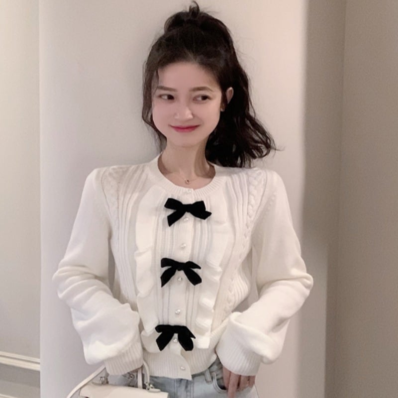 セーター オータムスタンダードリボンブラウス スリム ロング レトロ 秋物 YY-ファッション15068684398