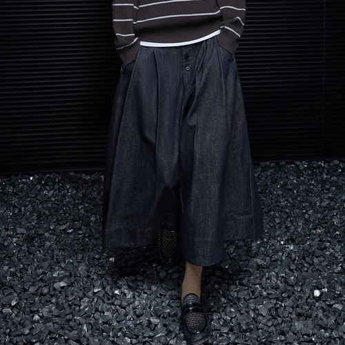 タックデニムワイドパンツ ・19594