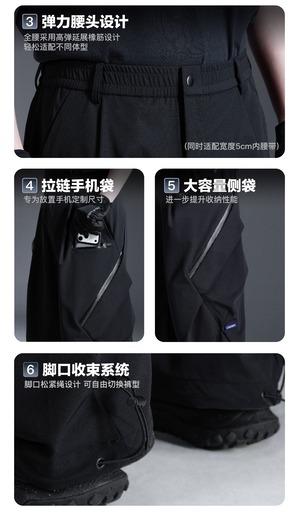 SENTNLTECH 立体裁断ワイドレッグカーゴパンツ