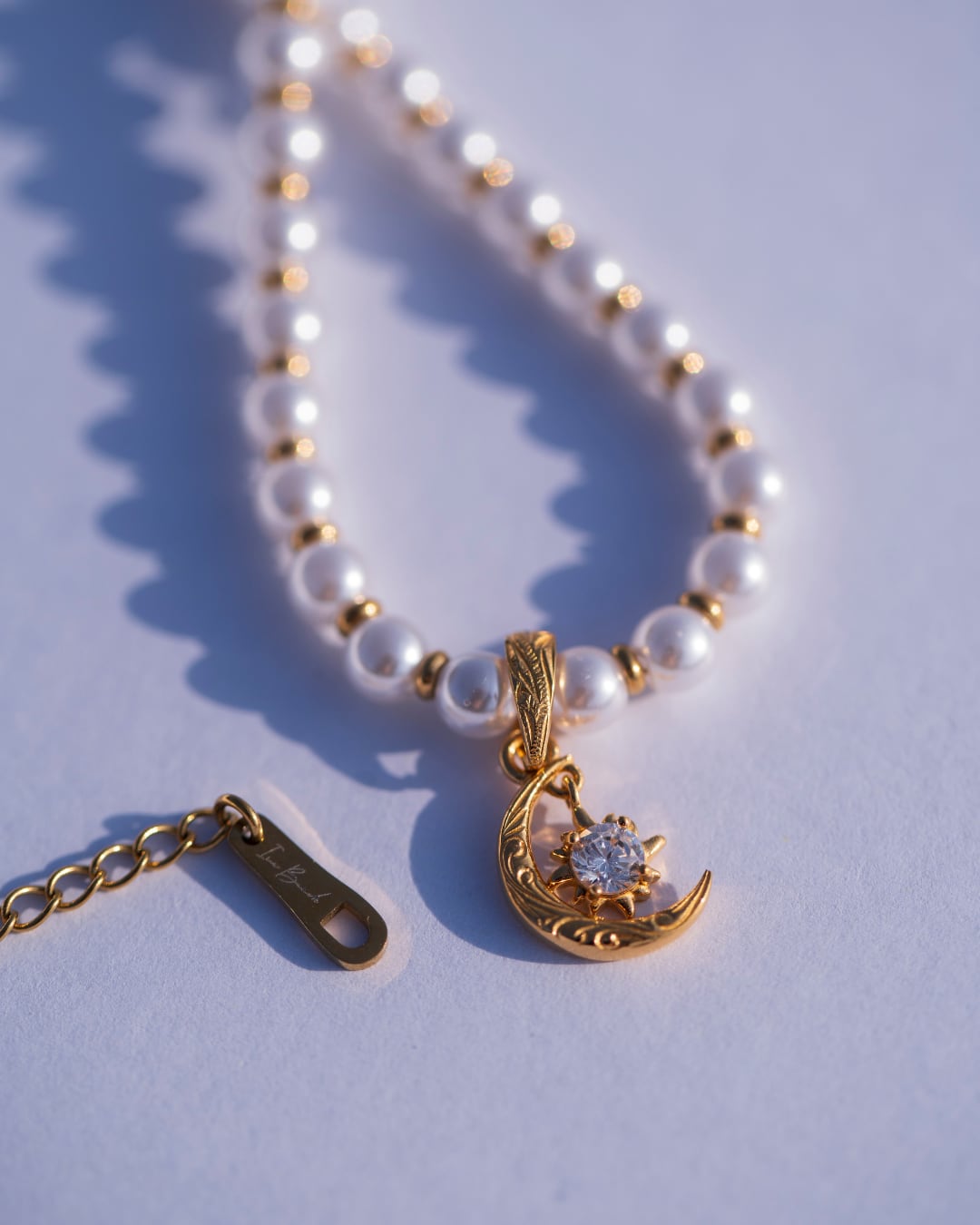 Pearl×MINI sun and moon necklace