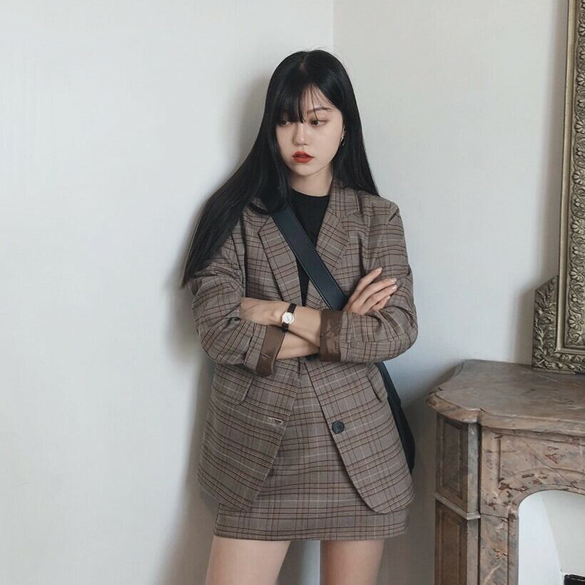 秋新作 セットアップ レディース 上下レディースセットアップ セットアップレディース 秋 冬 セットアップnew セットアップ レディース ジャケット 長袖 セットアップスカート スカート 春 きれいめ オフィス ブラウン 大きいサイズ チェック Viento