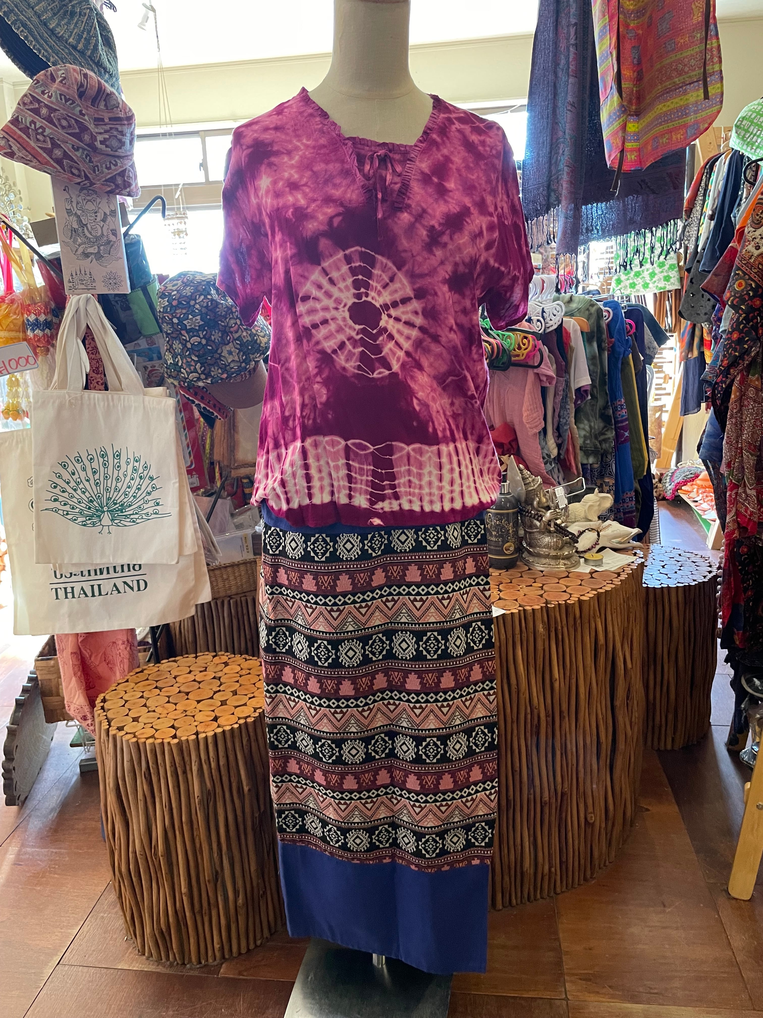 5-39❤️梟柄 バティック 巻きスカート ラップスカート エスニック アジアン 巻きスカート ラップスカート エスニックスカート アジアン