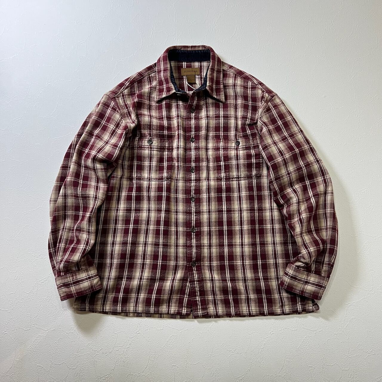 古着 00's ネイバーフッド チェック ネルシャツ ヘビネル 白 ブラウン 古着 00's ネイバーフッド チェック ネルシャツ ヘビネル 白