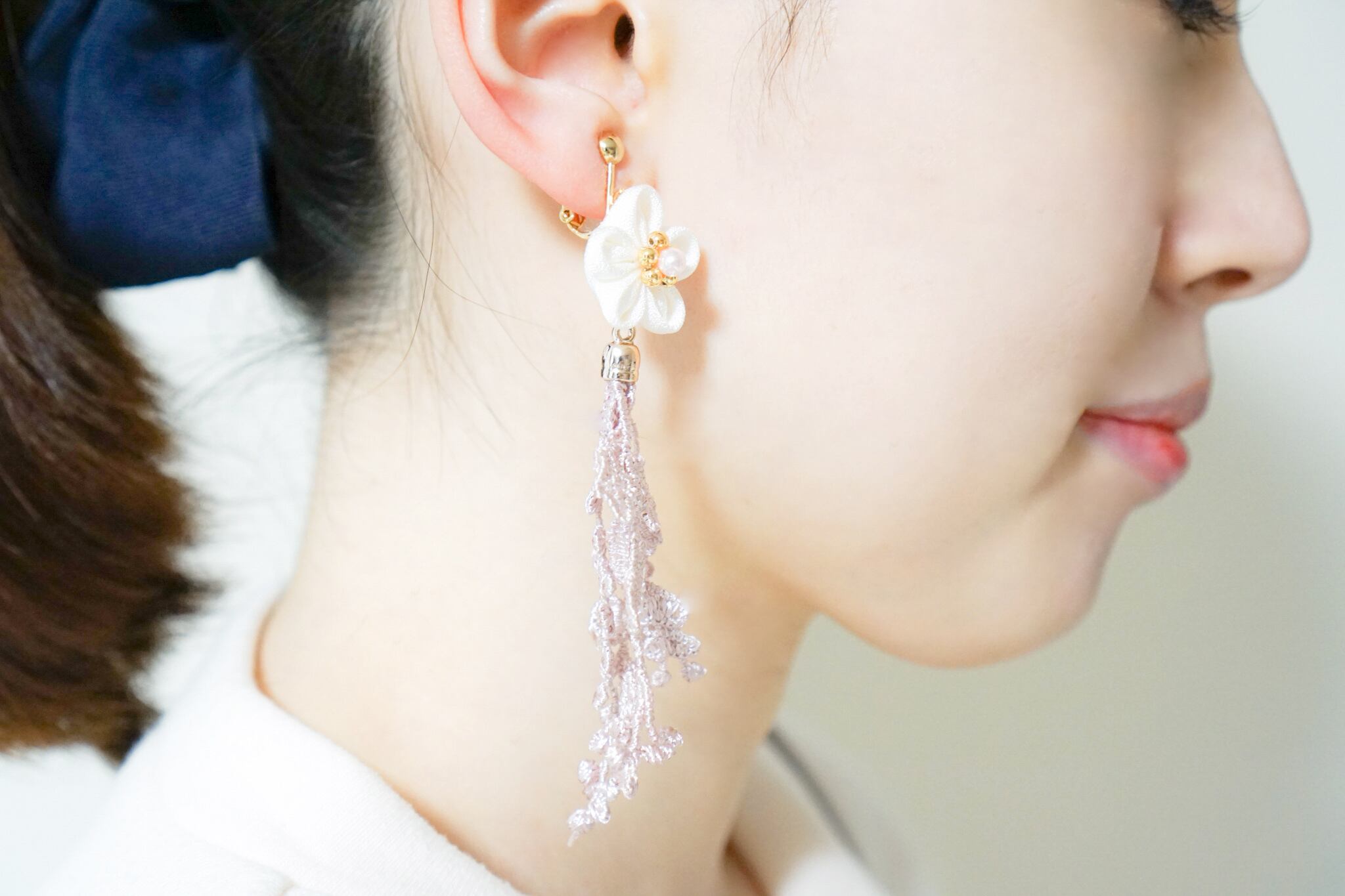 ピアス イヤリング 手染めビーズ アシメ ピアス⁄イヤリング✩*॰¨ ぺん 