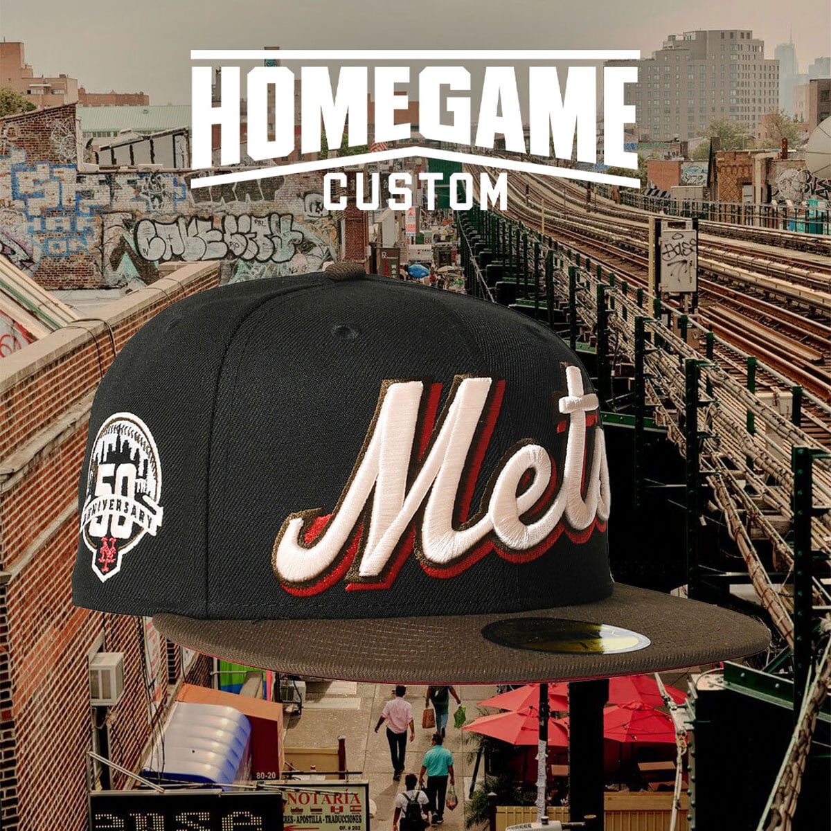 NEW ERA - NEW YORK METS CO 50TH ANNIVERSARY 59FIFTY BLACK WALNUT